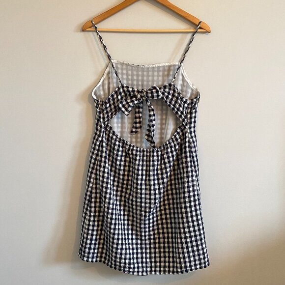 NWOT American Eagle Gingham Cotton Summer Dress Open Back Black and White - Picture 7 of 10